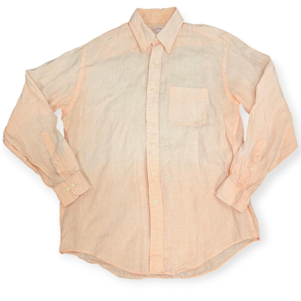 Brooks Brothers Traditional Fit All Irish Linen Peach Man's Size Medium